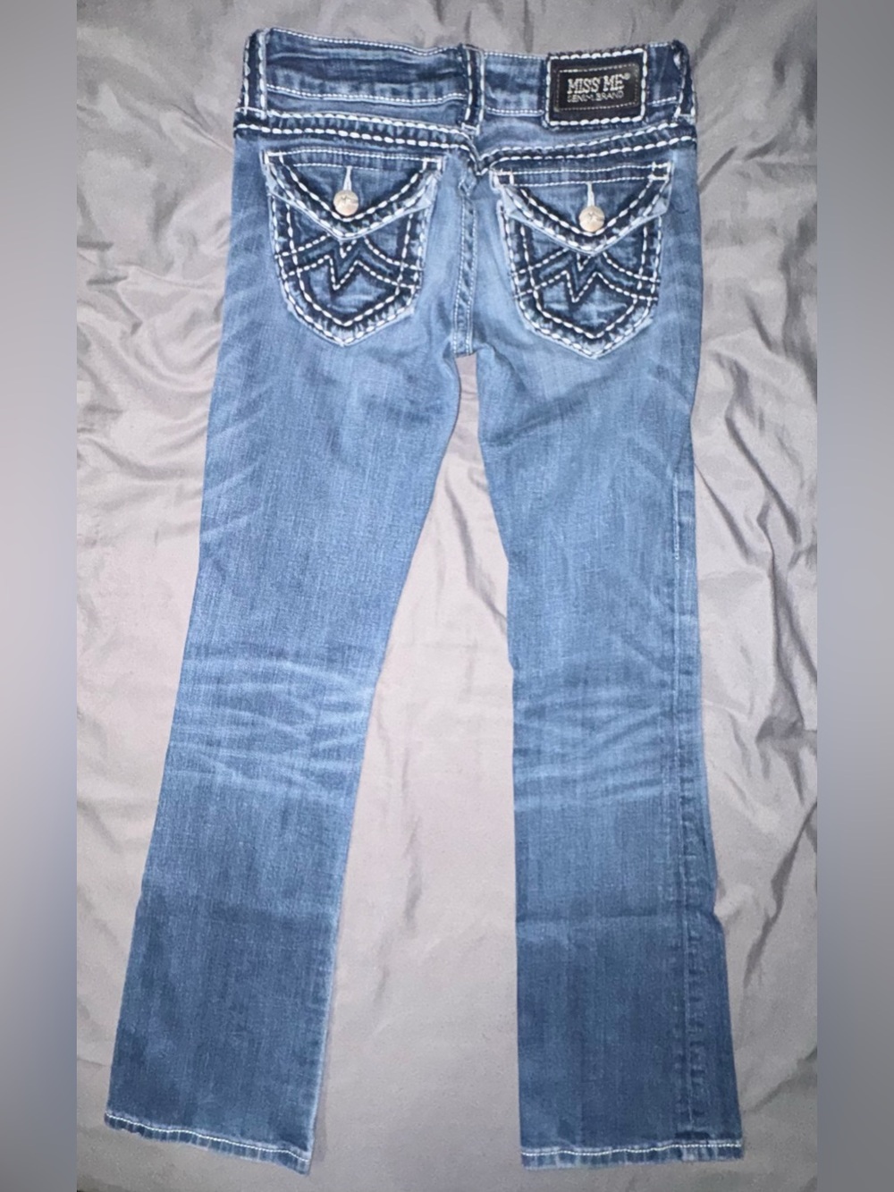 Miss Me Irene Boot Jeans Womens Size 26 Blue Stretch Bootcut Flap Pocket - Picture 3 of 4